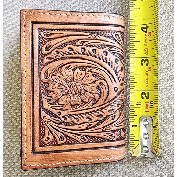 Mens Leather Tri-fold‎ Wallet Floral Tooled C1301T by Ranger Belt Company - Picture 4 of 9